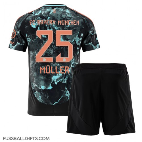 Bayern Munich Thomas Muller #25 Fußballbekleidung Auswärtstrikot Kinder 2024-25 Kurzarm (+ kurze hosen)